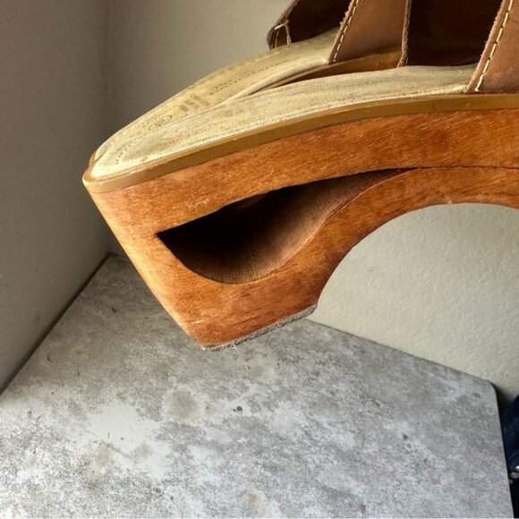No Boundaries Y2K 90's Wood Chunky Sugar Pie Platform Patchwork Heels size 10 - Picture 9 of 11